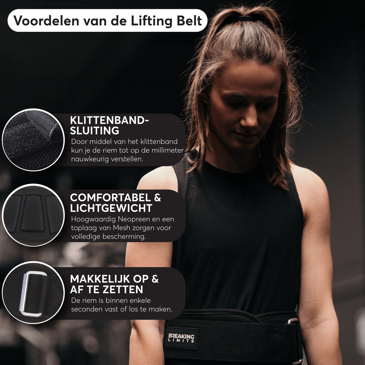Breaking Limits Dip Belt, Weight Belt for Bodybuilding, Strength Training, Weight Lifting, 96 cm Chain, 100 kg Load Capacity, One Size, Black