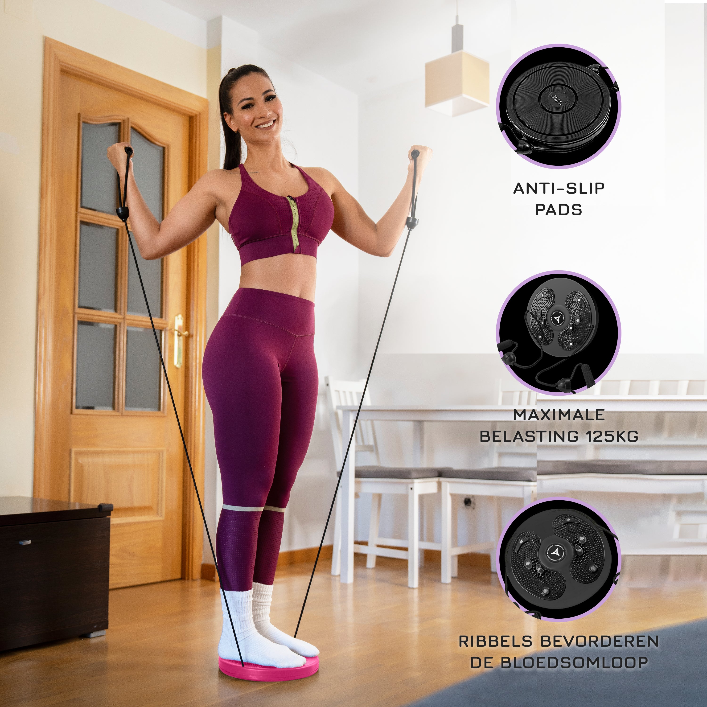 LTFIOON Torsion maatschijf, twist-core met trekkoord, tailletorsieschijf, fitnessapparatuur thuis, fitness draaiplateau voor thuistraining (roze LTFIOON Torsion maatschijf, twist-core met trekkoord, tailletorsieschijf, fitnessapparatuur thuis, fitness draaiplateau voor thuistraining (roze